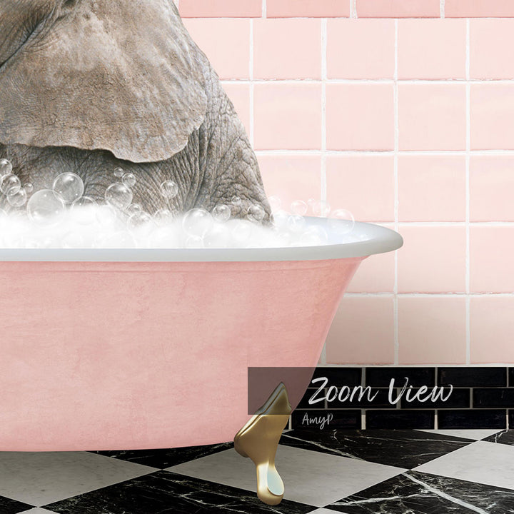 Baby Elephant No1 in Retro Pink Bath