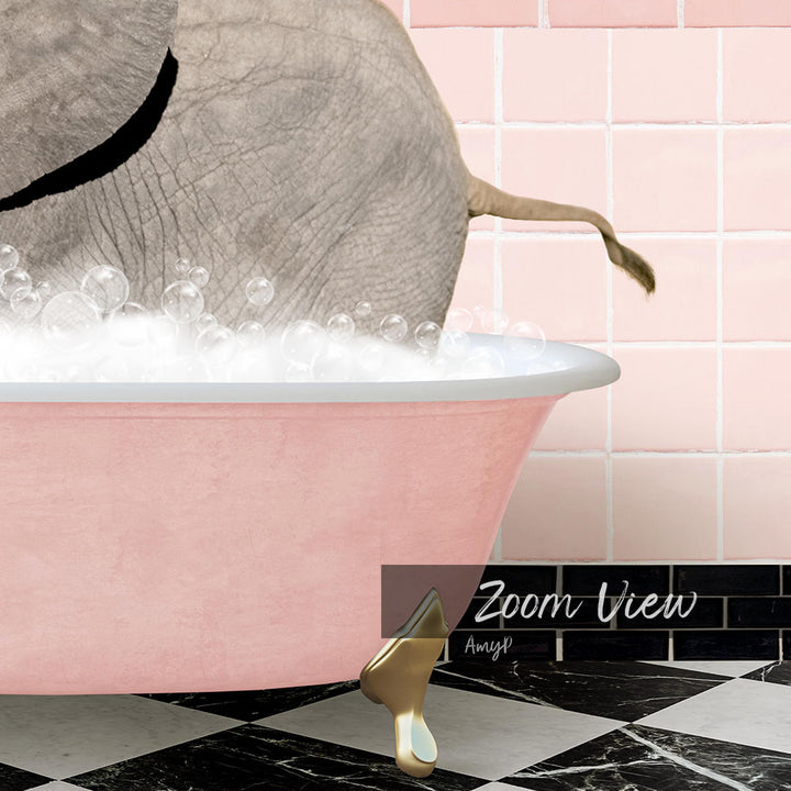 Baby Elephant No2 in Retro Pink Bath