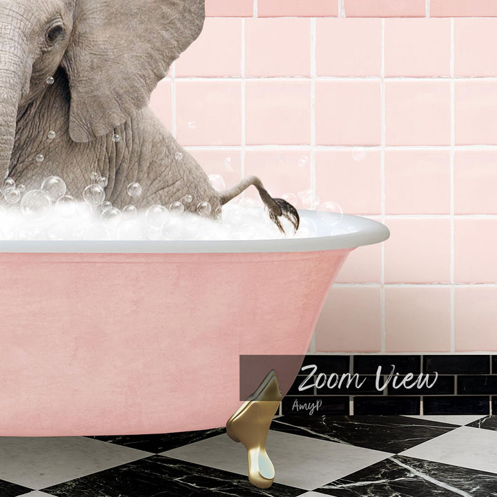 Baby Elephant No3 in Retro Pink Bath