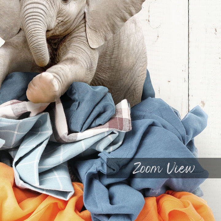Baby Elephant on Laundry Clothes Pile - Farmhouse Wall