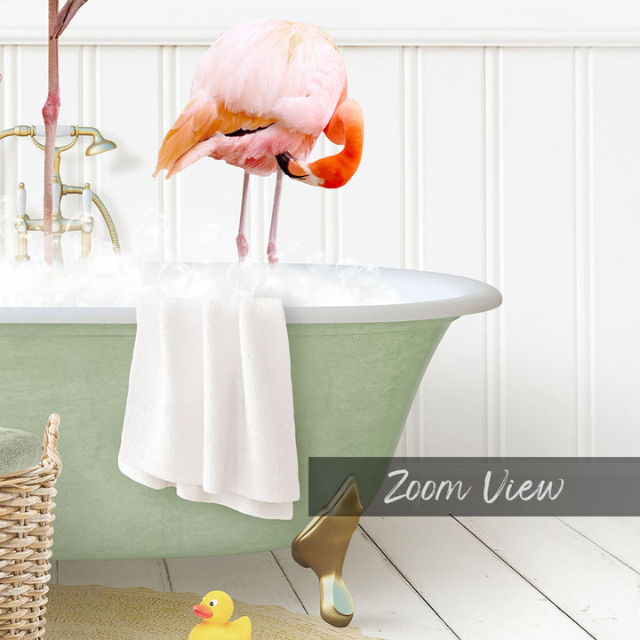 Three Flamingos in Cottage Green Bath