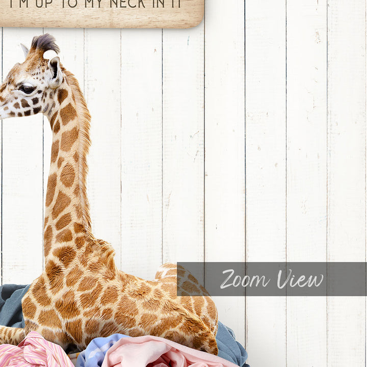Baby Giraffe Laundry Day I'm Up to My Neck - Farmhouse Floor