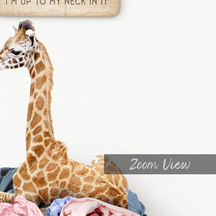 Baby Giraffe in Clothes Pile - Scandi Floor