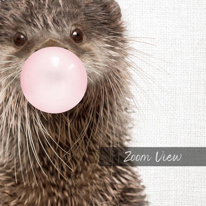 Baby Otter Blowing Pink Bubble Gum