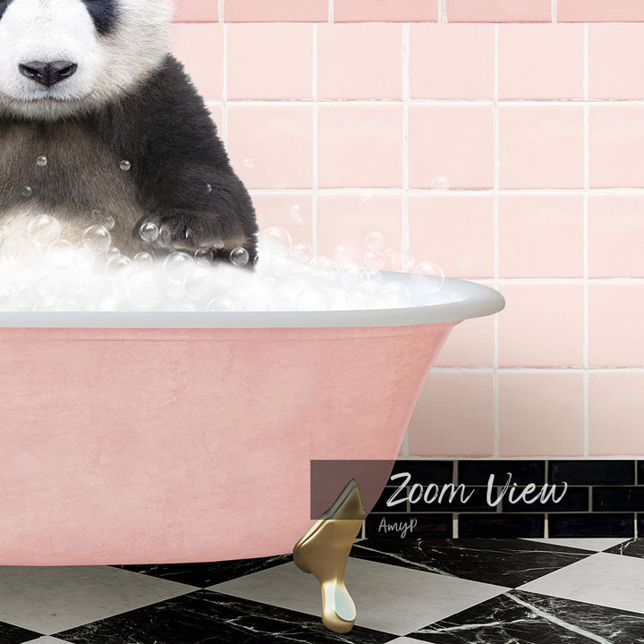 Baby Panda Wave in Retro Pink Bath