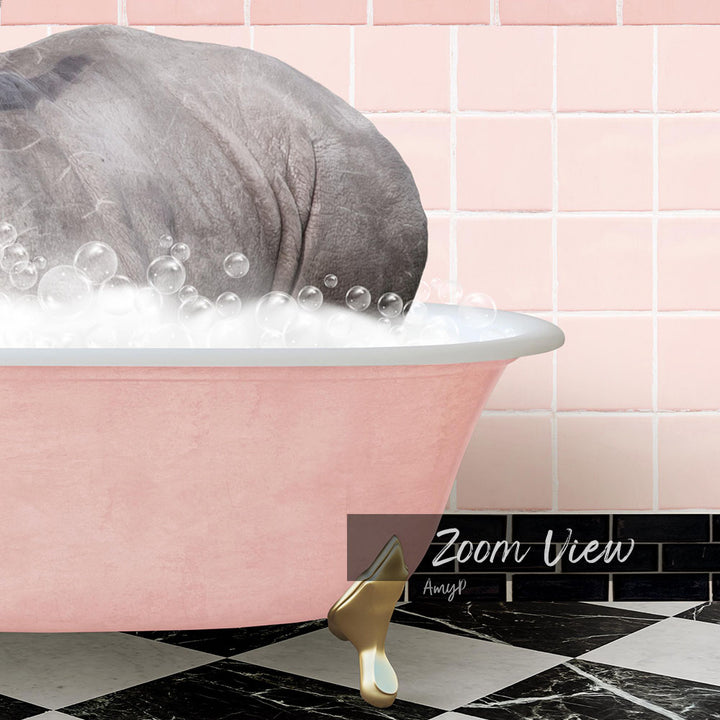 Baby Rhino in Retro Pink Bath
