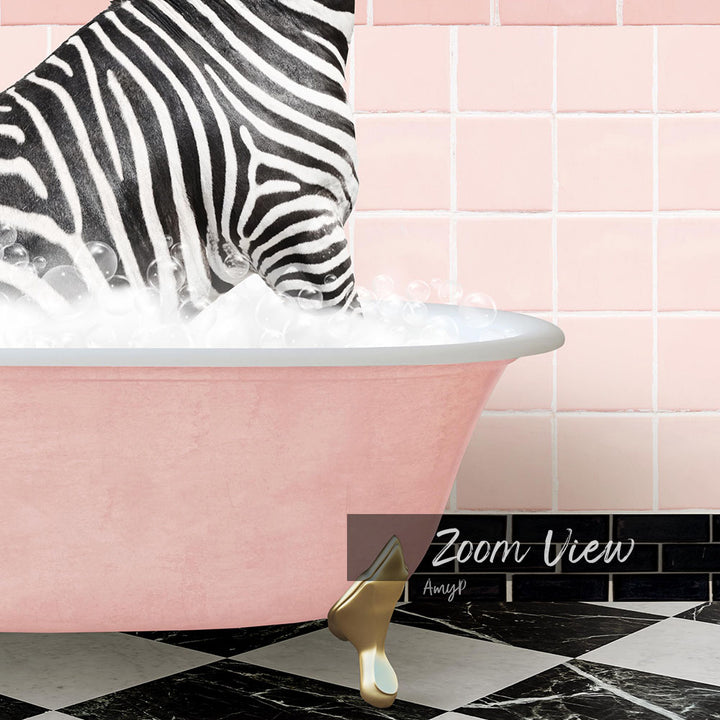 Zebra and Flamingo in Retro Pink Bath