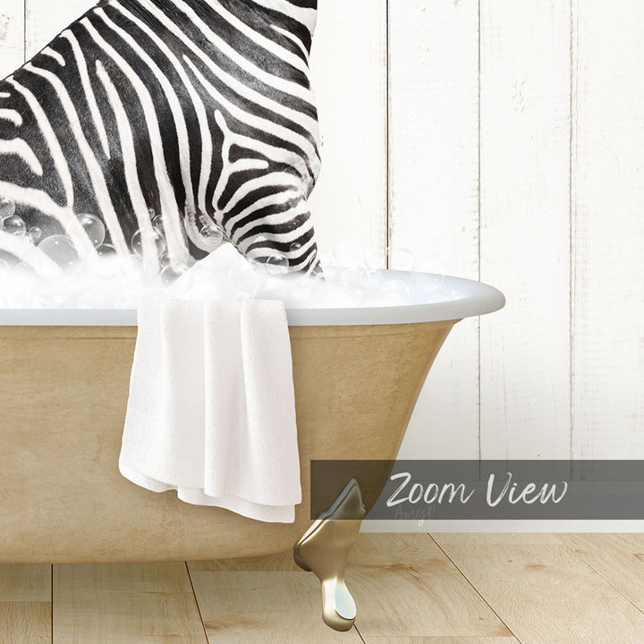 Zebra and Flamingo in Farmhouse Bath