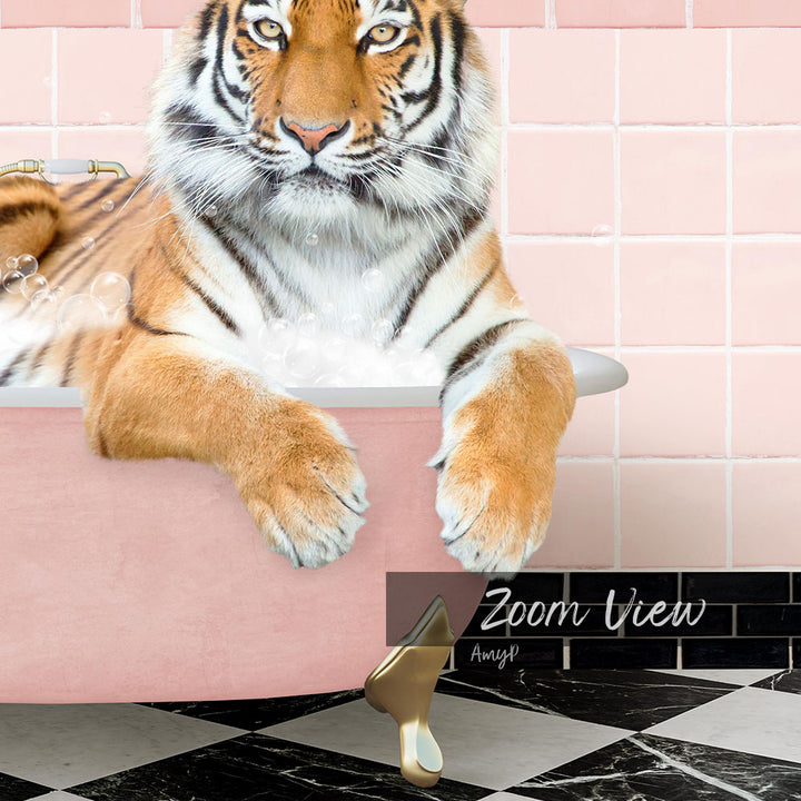 Tiger in Retro Pink Bath