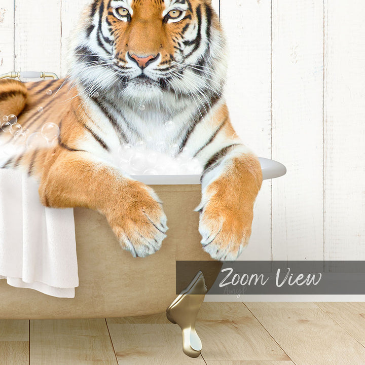 Tiger in Farmhouse Bath