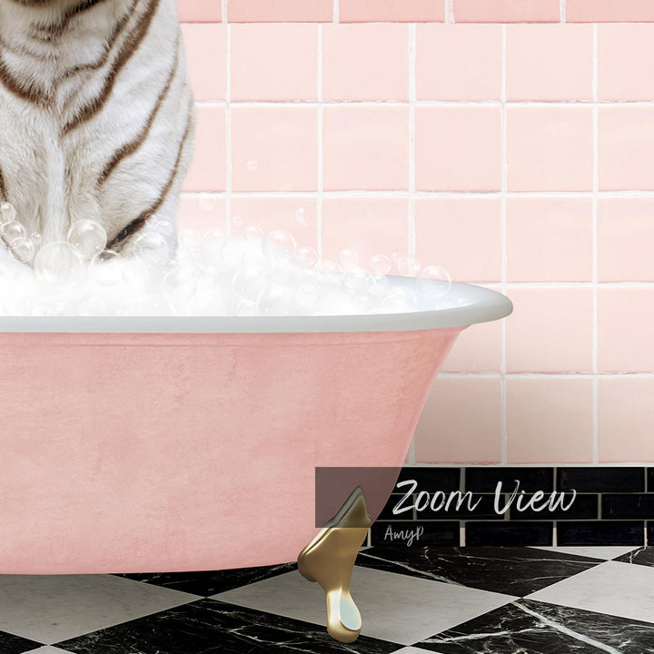 White Tiger in Retro Pink Bath