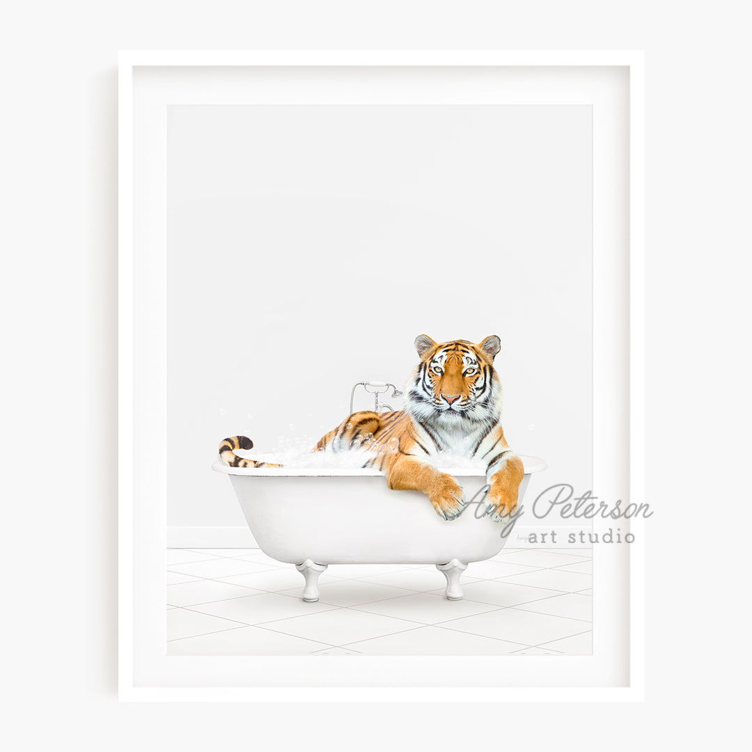 a picture of a tiger in a bathtub