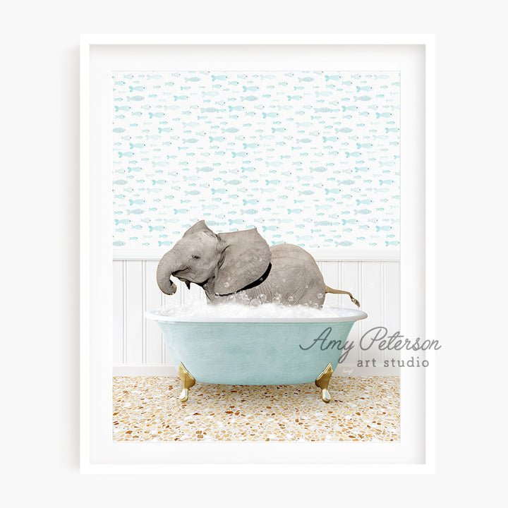 a picture of an elephant in a bathtub