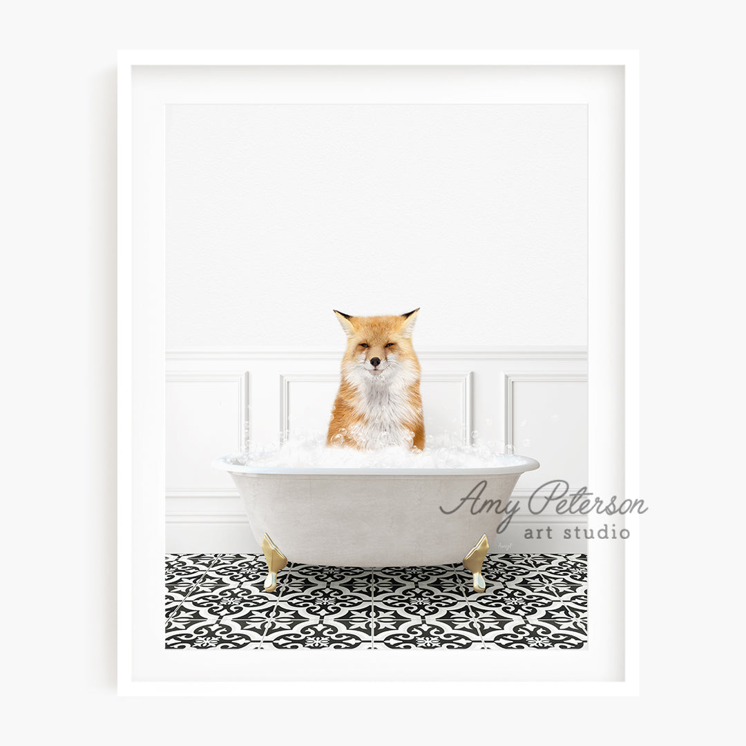 a picture of a fox in a bathtub