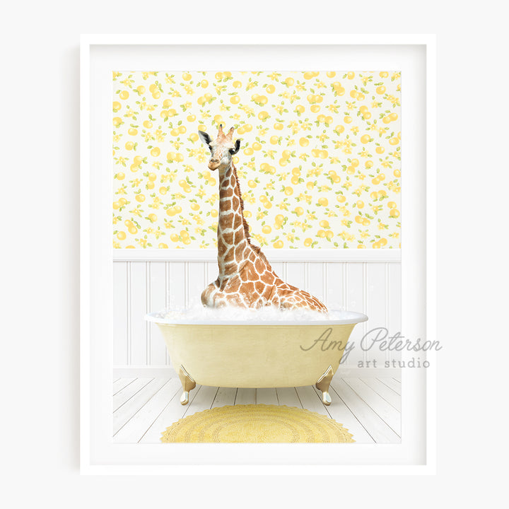 a picture of a giraffe in a bathtub