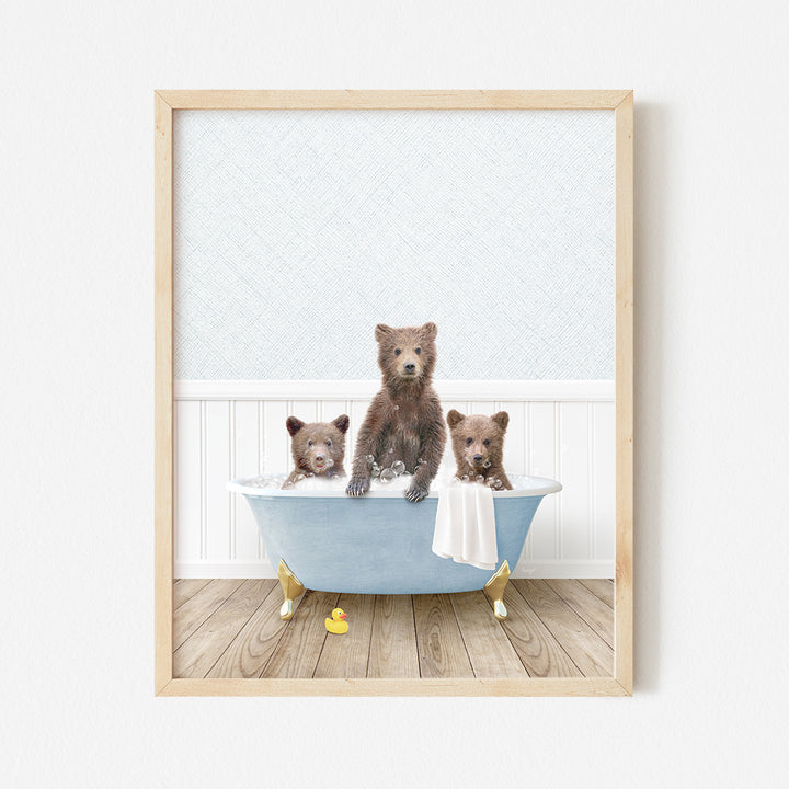 a picture of three bears in a bathtub