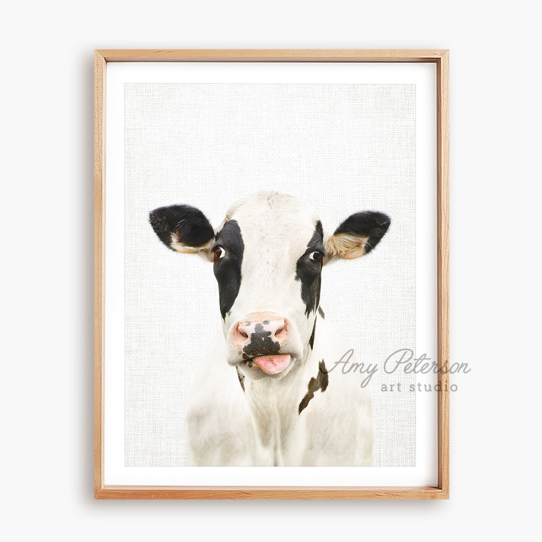 a picture of a cow with a funny look on its face