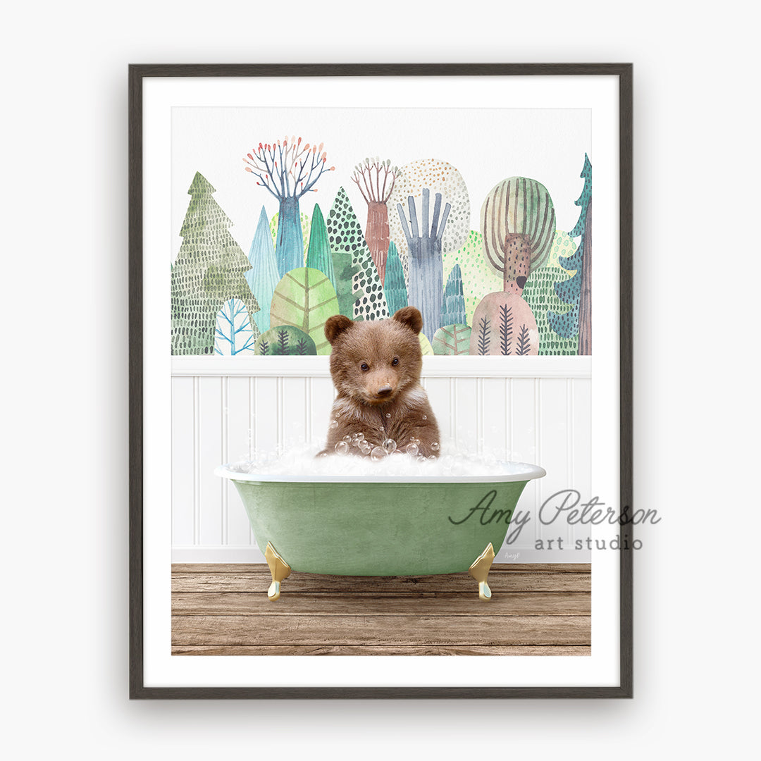 a picture of a teddy bear in a bathtub