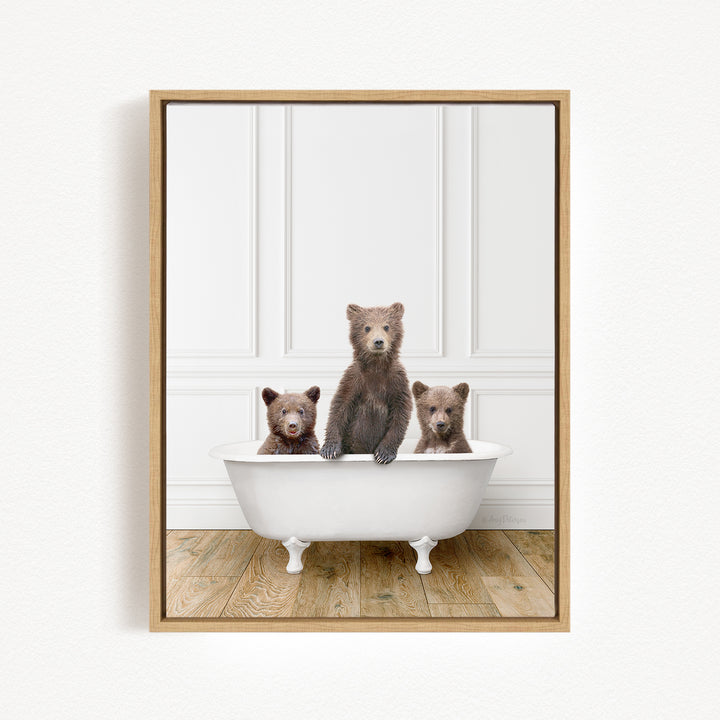 Three Bear Cubs in Traditional Panel Bath Style