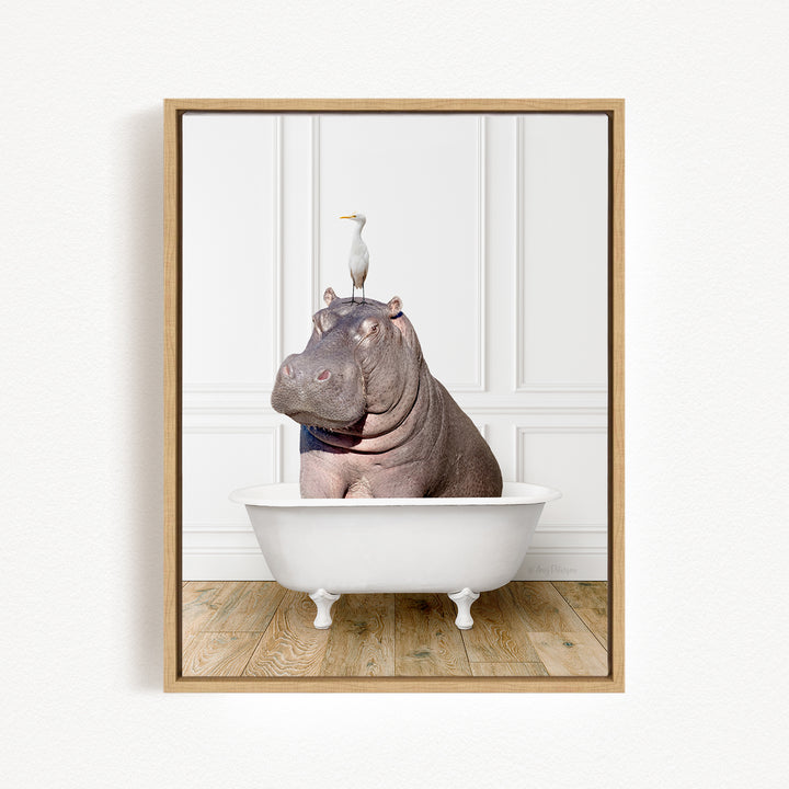 Hippo and Bird in Traditional Panel Bath Style