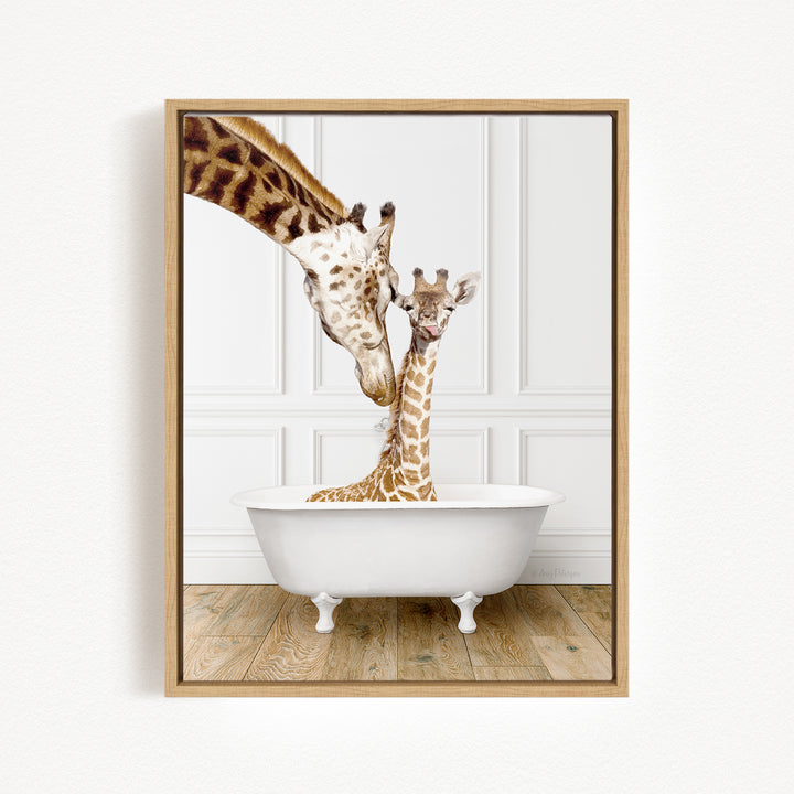 Mother and Baby Giraffe in Traditional Panel Bath Style