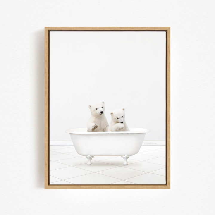 Polar Bear Cubs in Neutral Bath