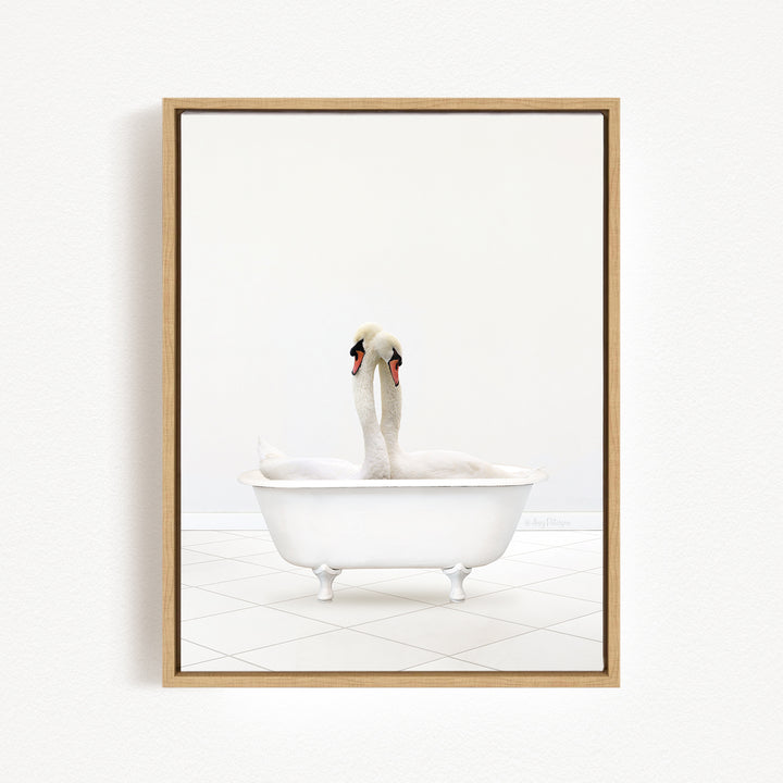 Two Swans Hugging in Neutral Bath