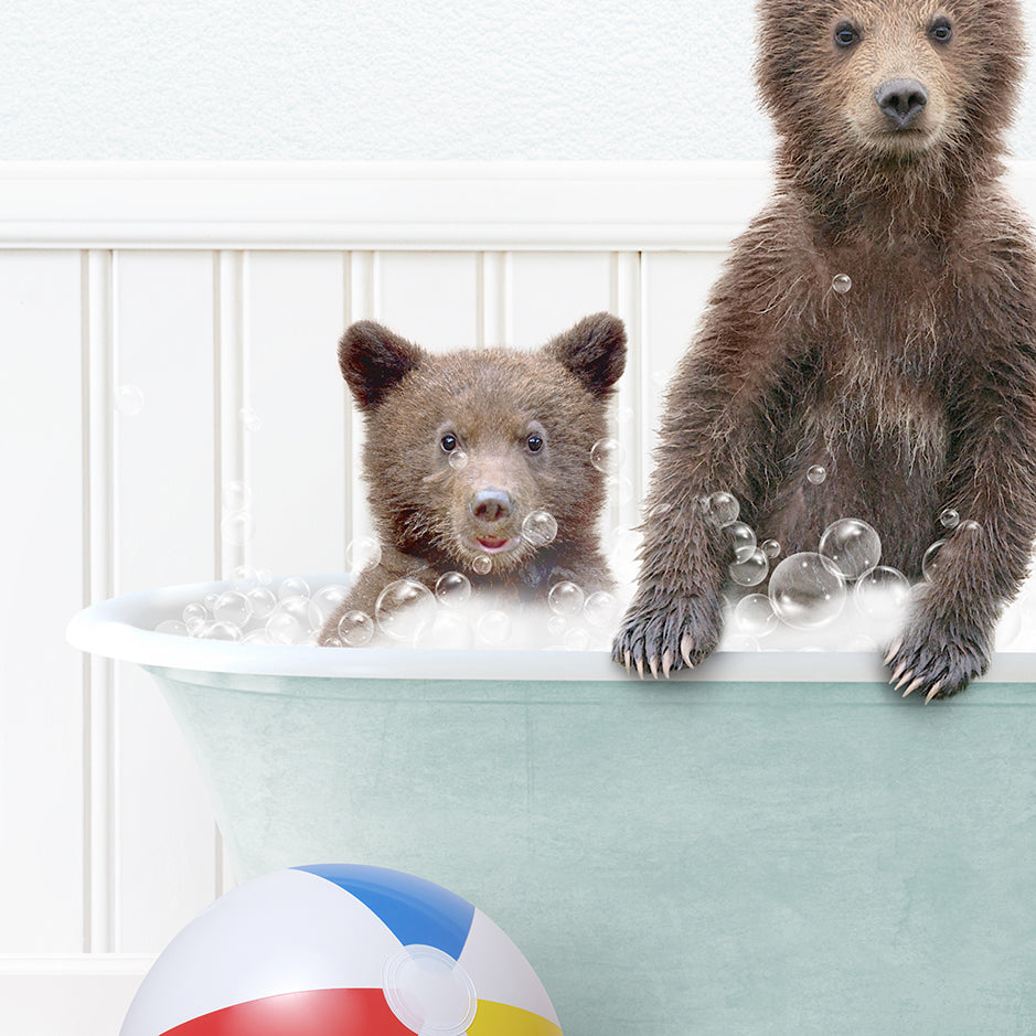 a couple of bears that are in a bath tub