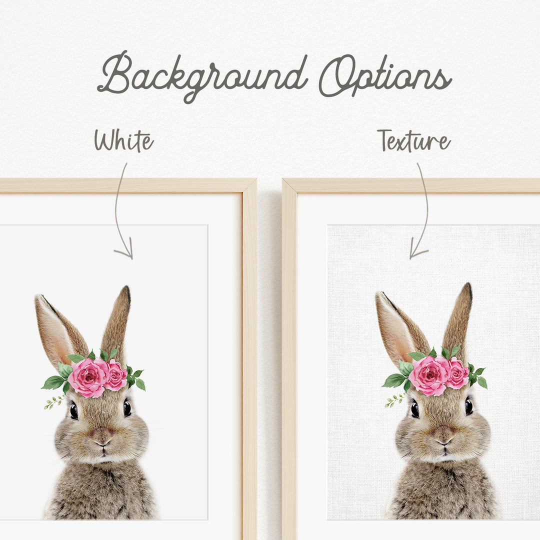 a cute bunny wearing a flower crown.