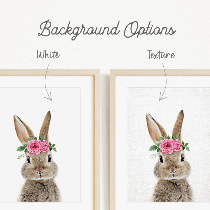 a cute bunny wearing a flower crown.