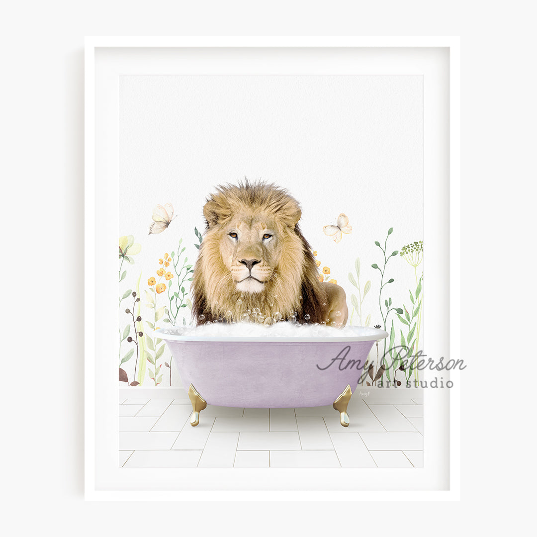 a picture of a lion in a bath tub