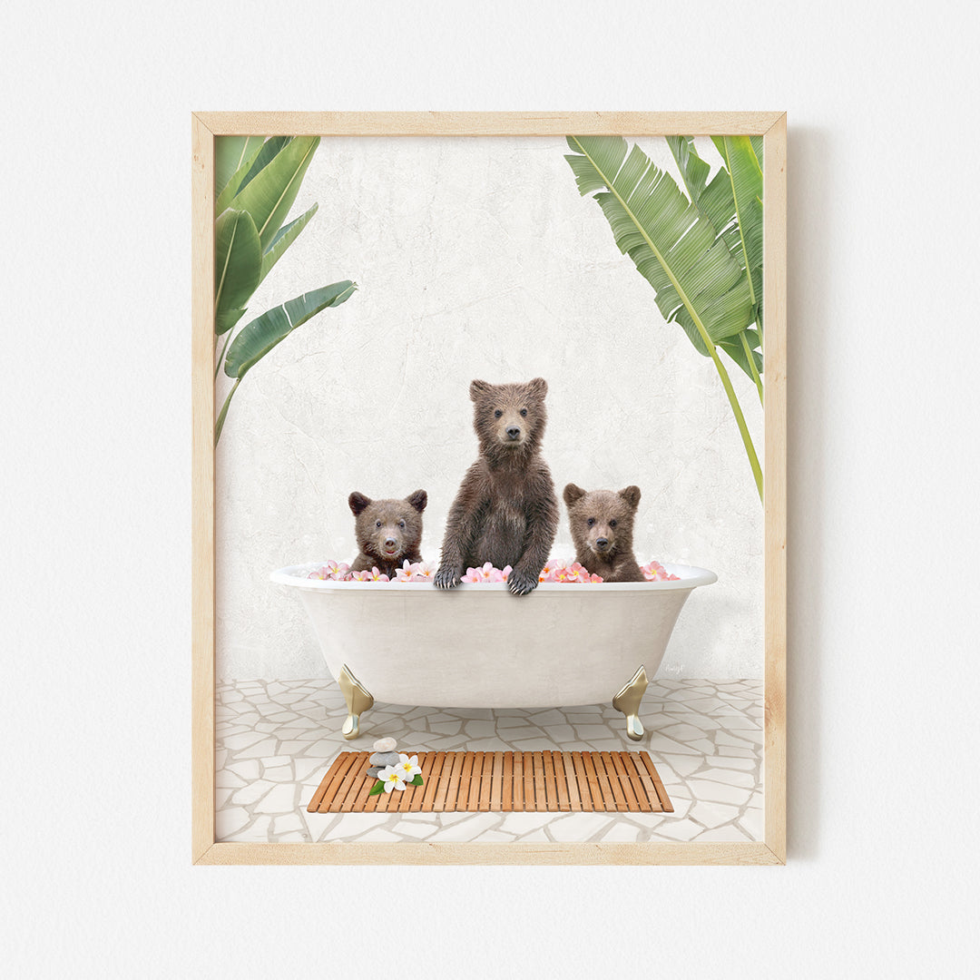 a picture of three bears in a bathtub