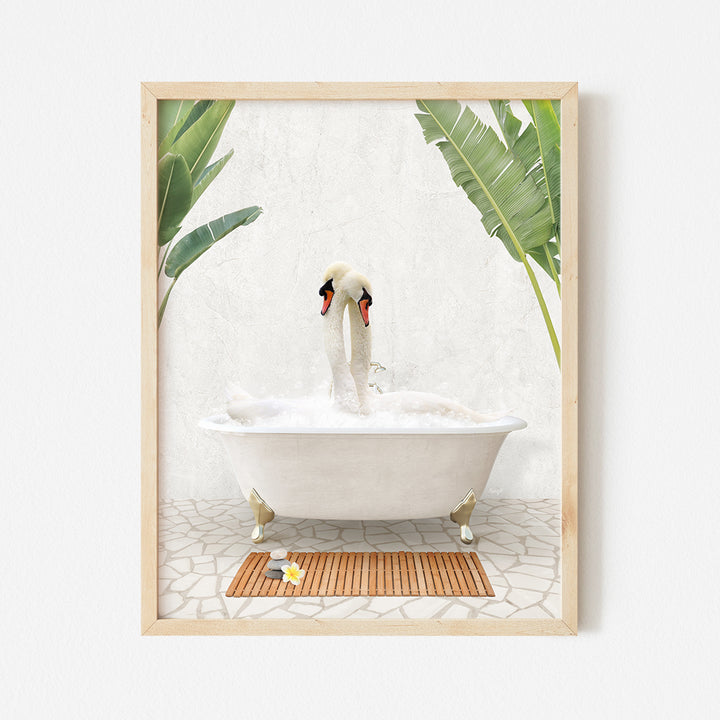 a picture of two swans in a bathtub