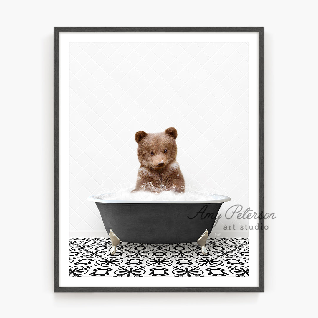 a picture of a teddy bear in a bathtub