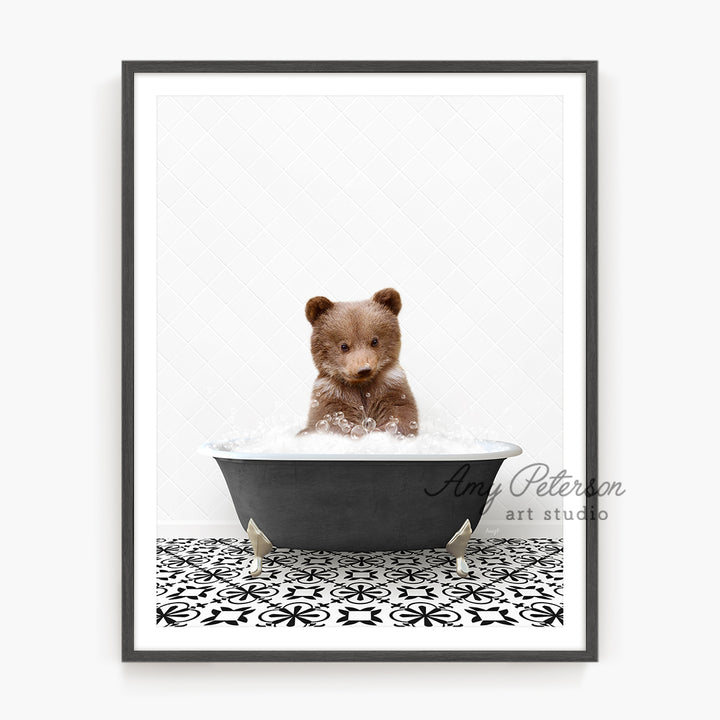 a picture of a teddy bear in a bathtub