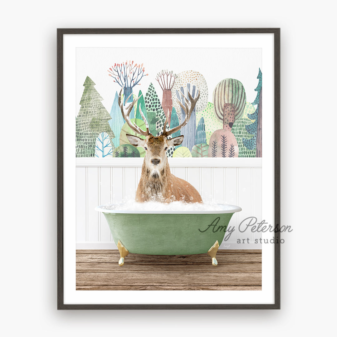 a picture of a deer in a bathtub