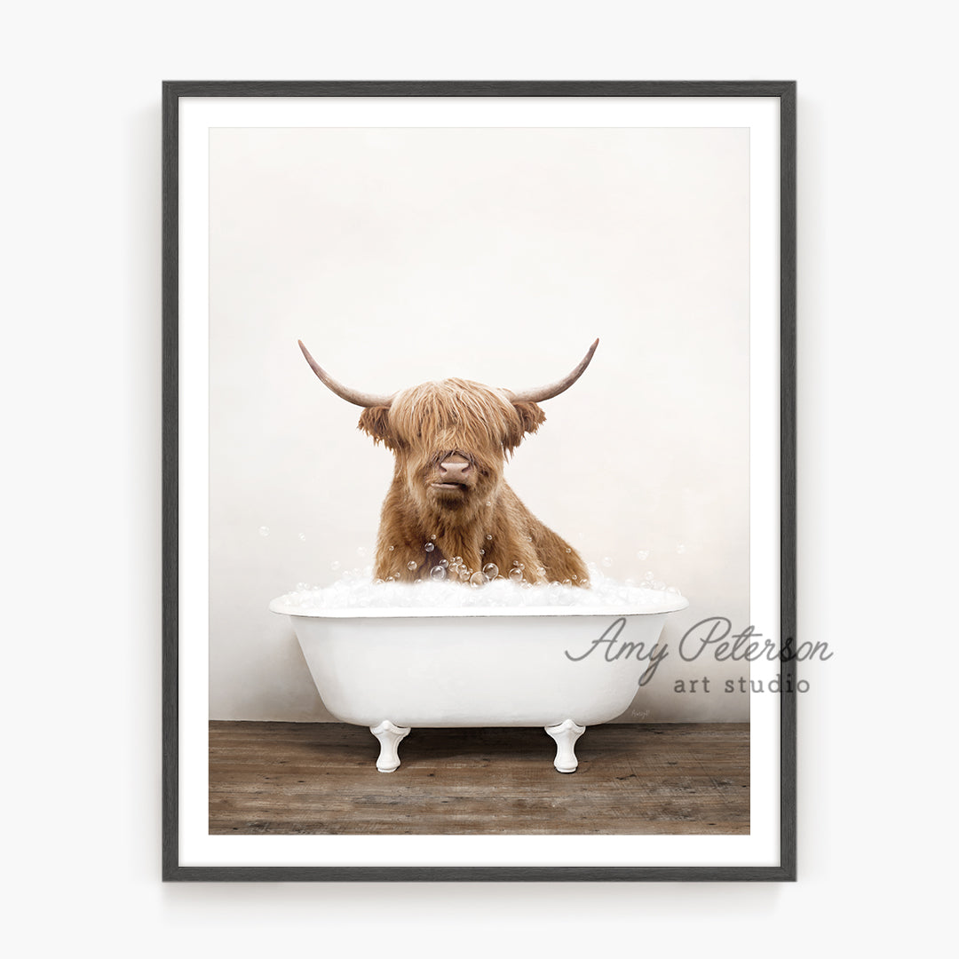 a picture of a bull in a bathtub