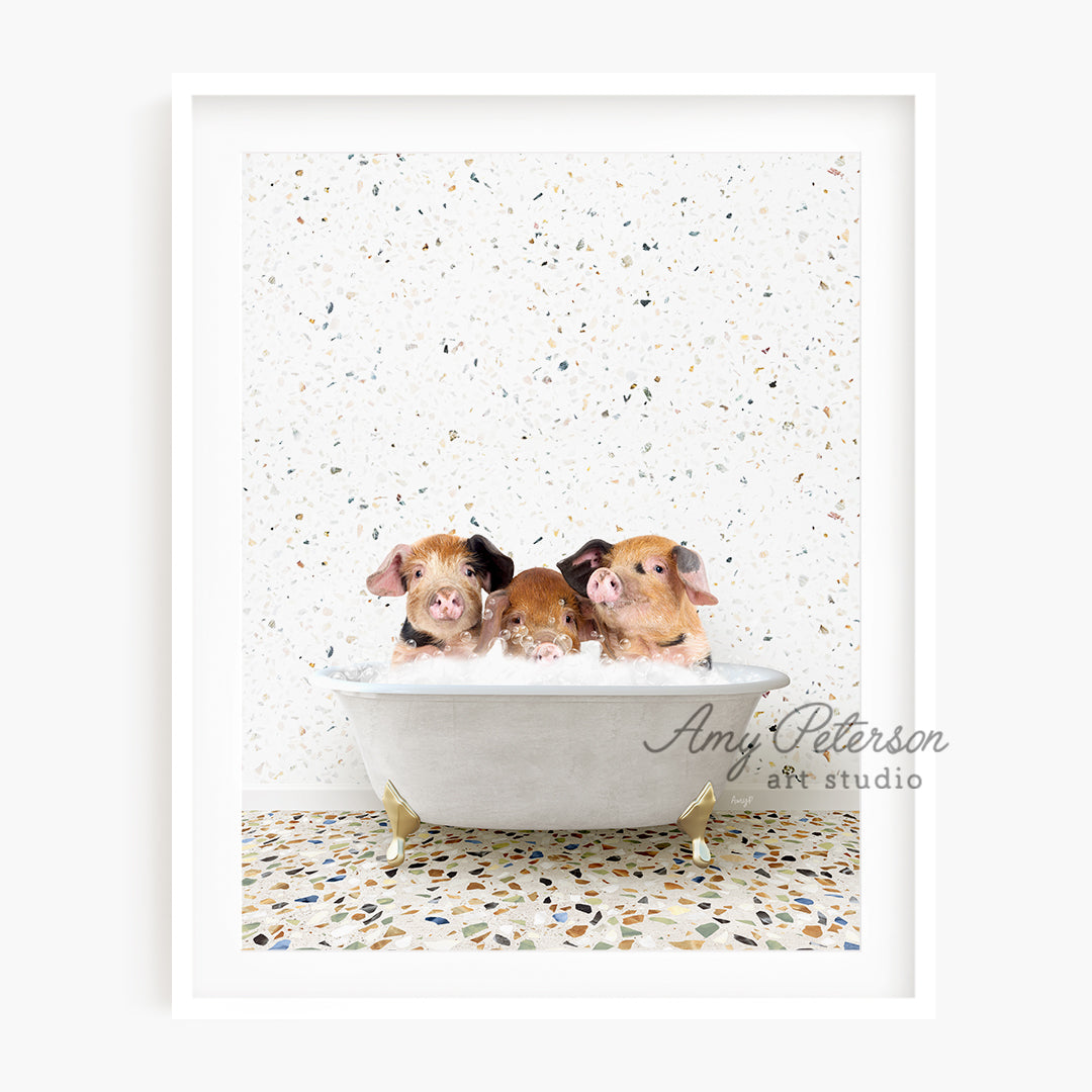 two little hamsters in a bathtub with bubbles