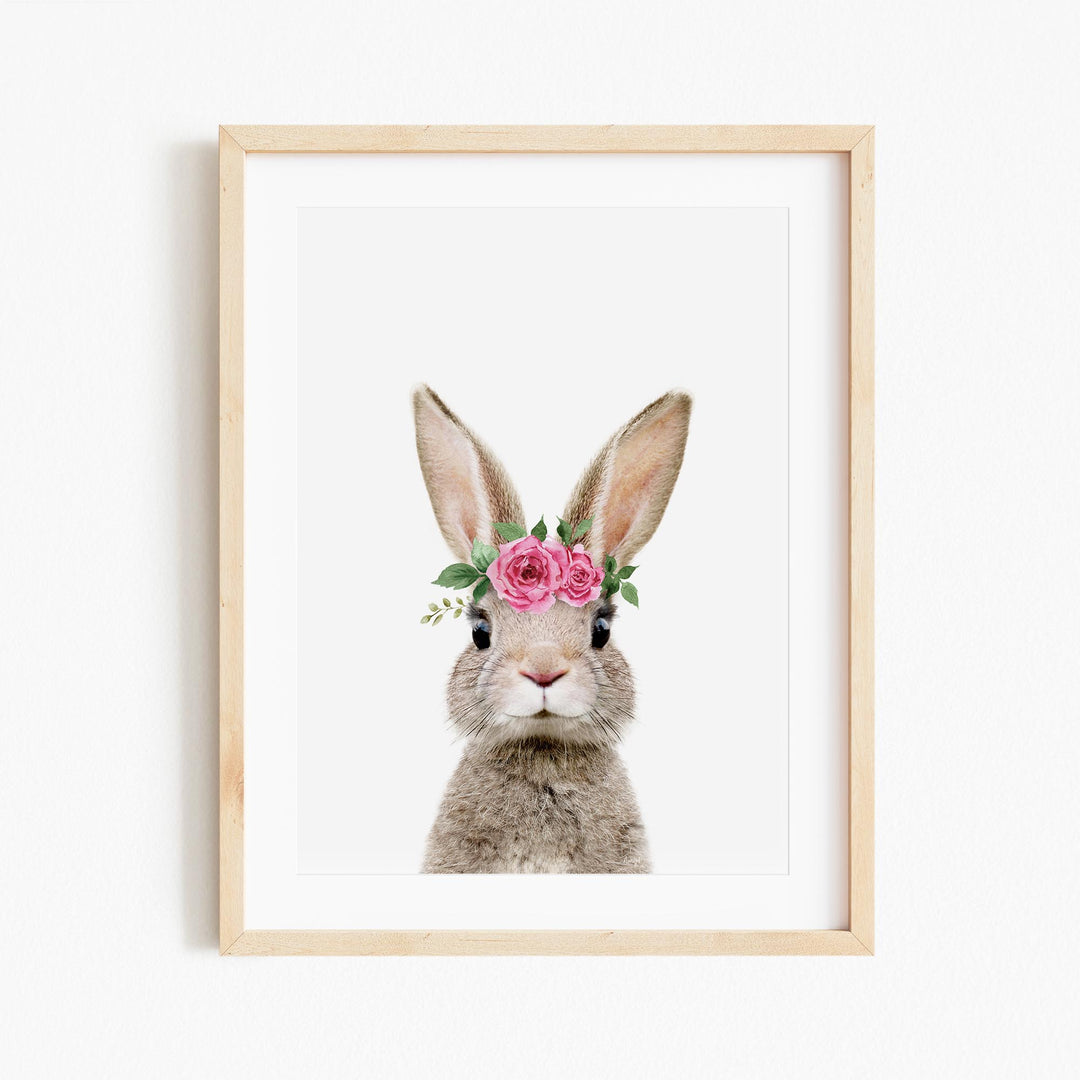a picture of a rabbit wearing a flower crown