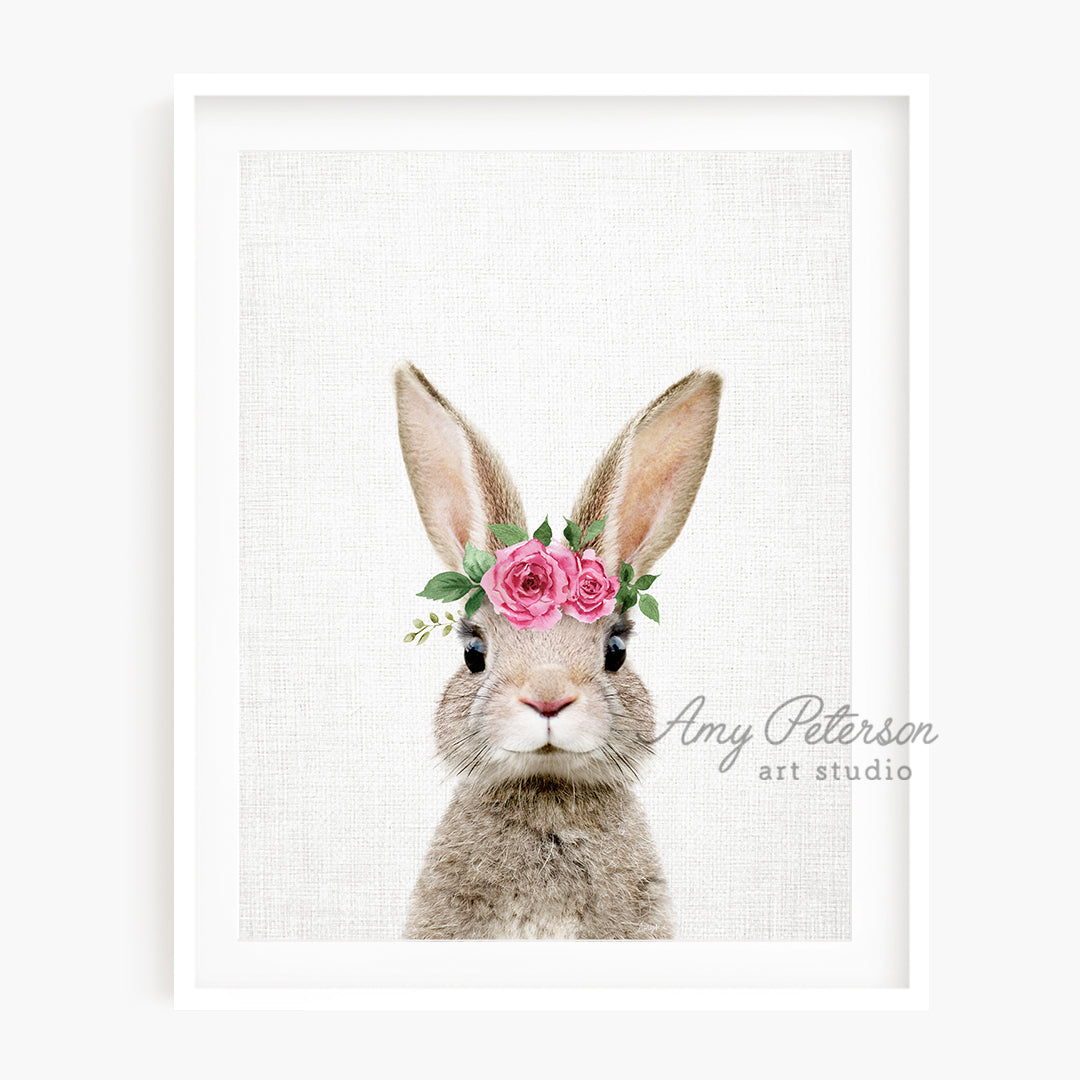 a picture of a rabbit wearing a flower crown