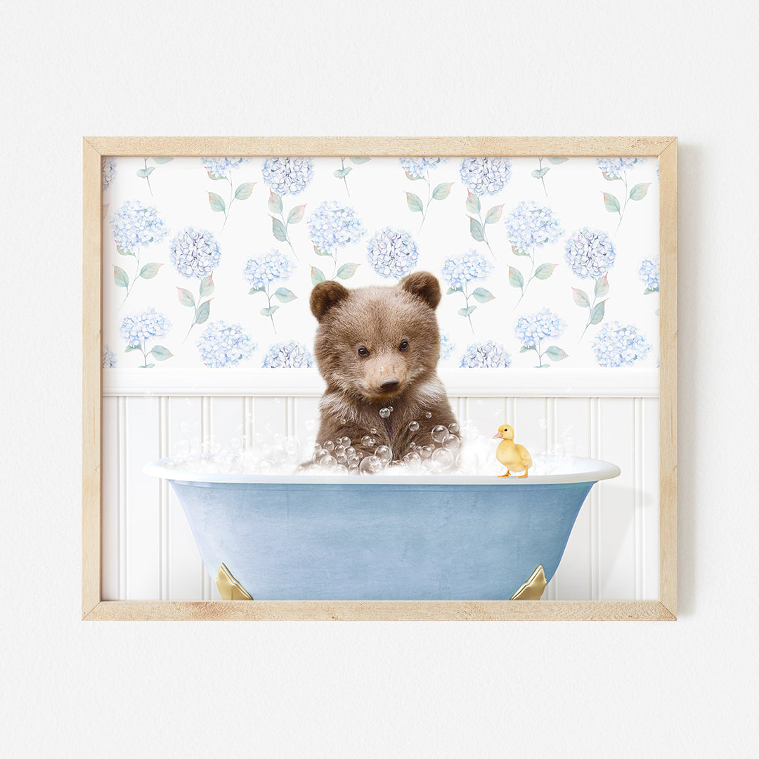 a picture of a teddy bear in a bathtub