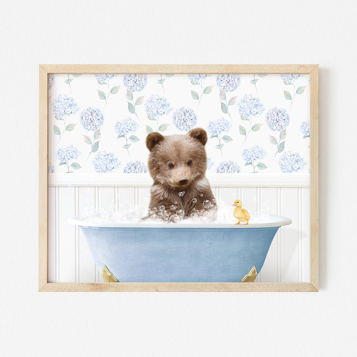 a picture of a teddy bear in a bathtub