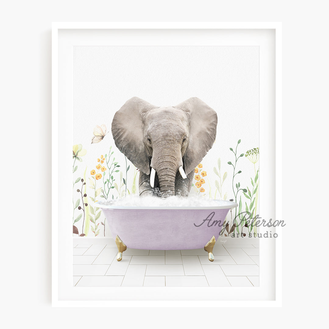 a picture of an elephant in a bathtub