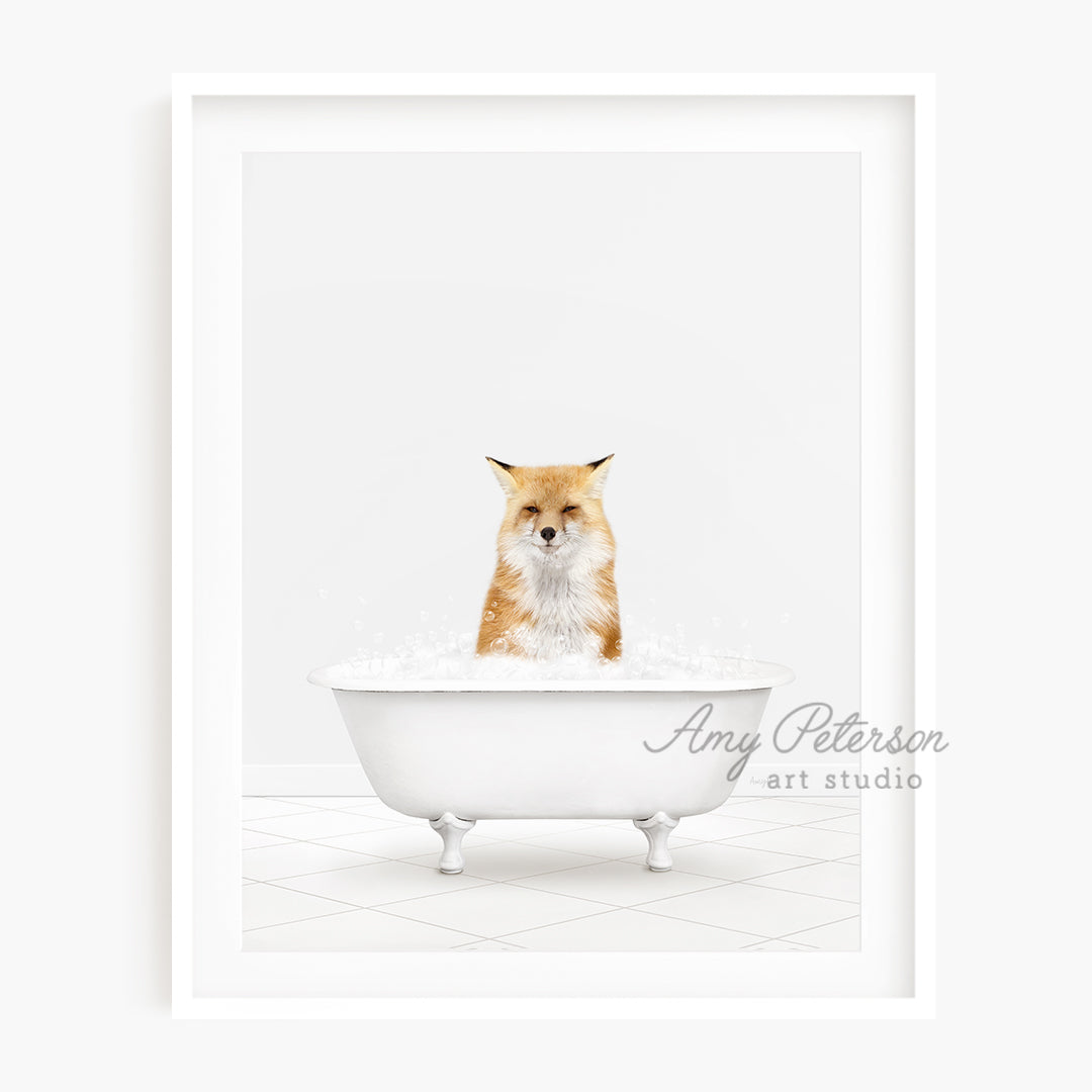 a picture of a fox in a bathtub