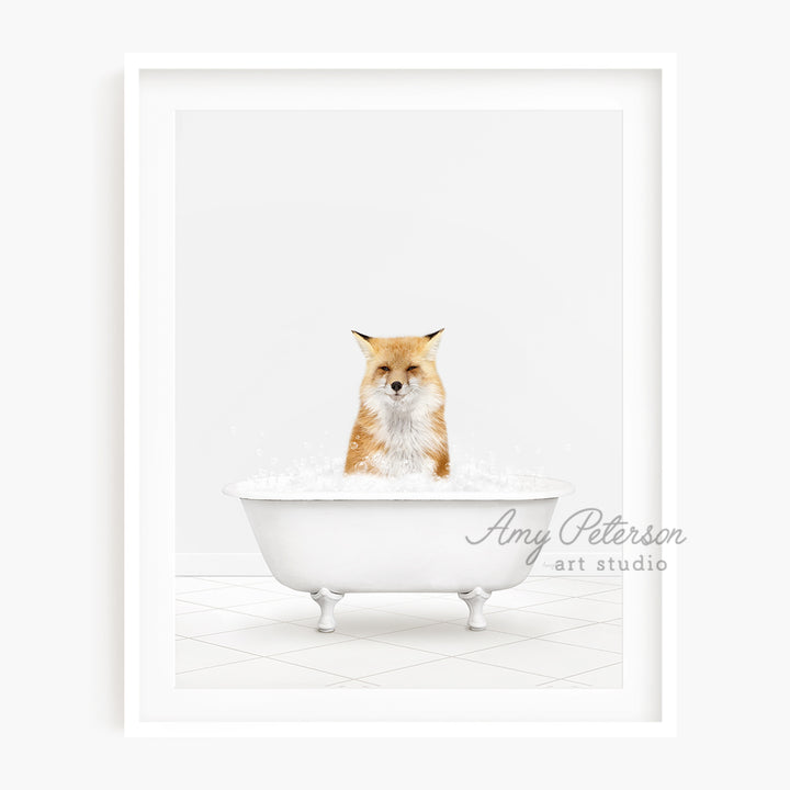 a picture of a fox in a bathtub