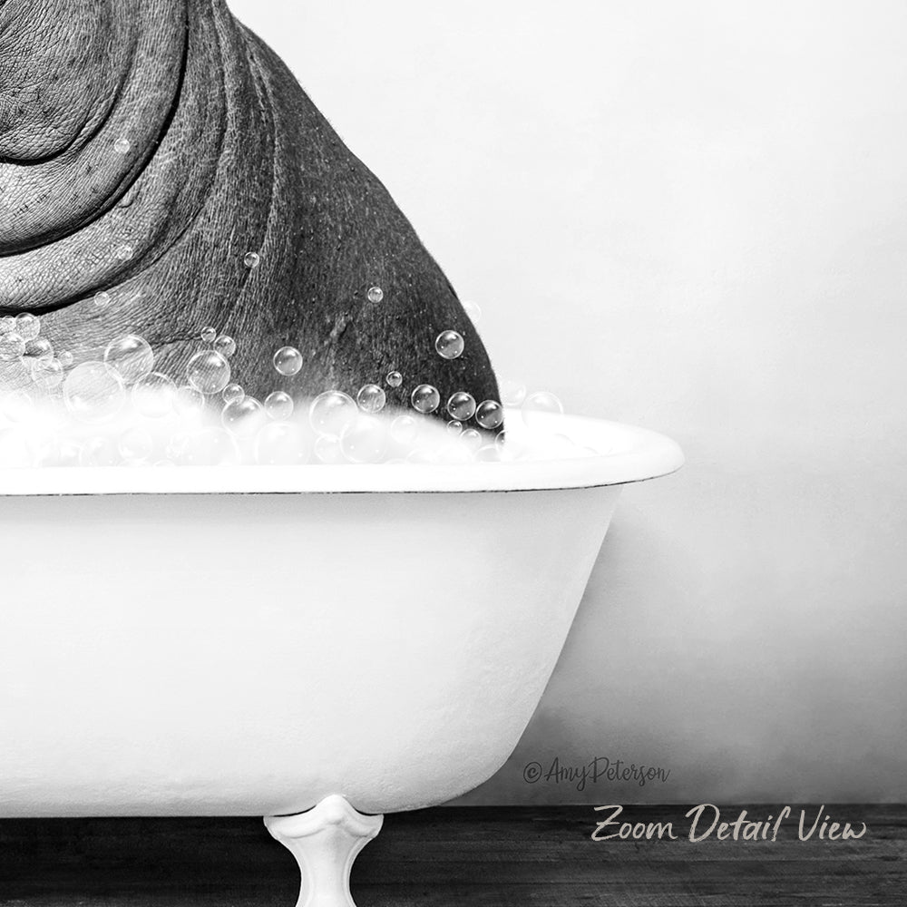a hippopotamus in a bathtub full of bubbles