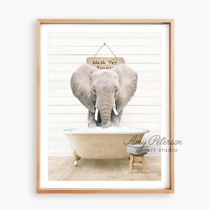 a picture of an elephant in a bathtub