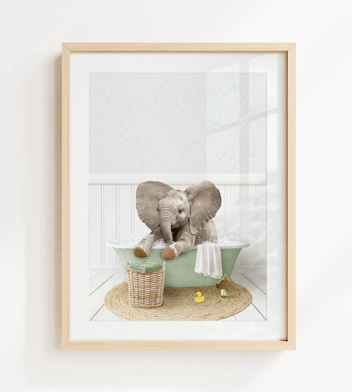 Baby Elephant No6 in Cottage Green Bath