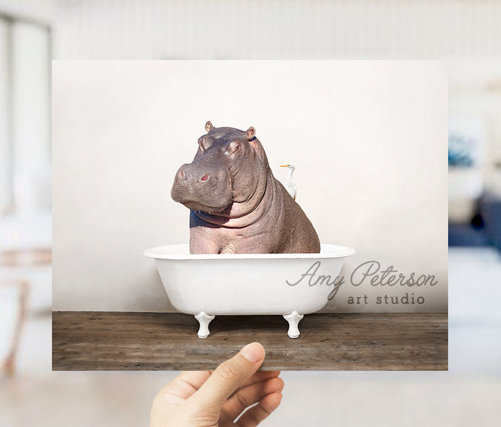 a hippopotamus sitting in a bathtub with a white background