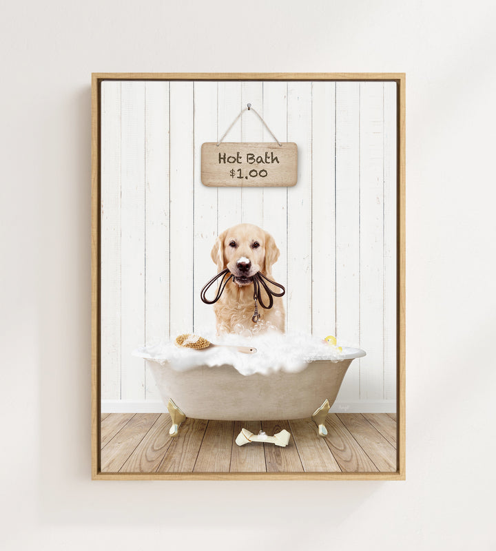 Golden Retriever in Farmhouse Hot Bath